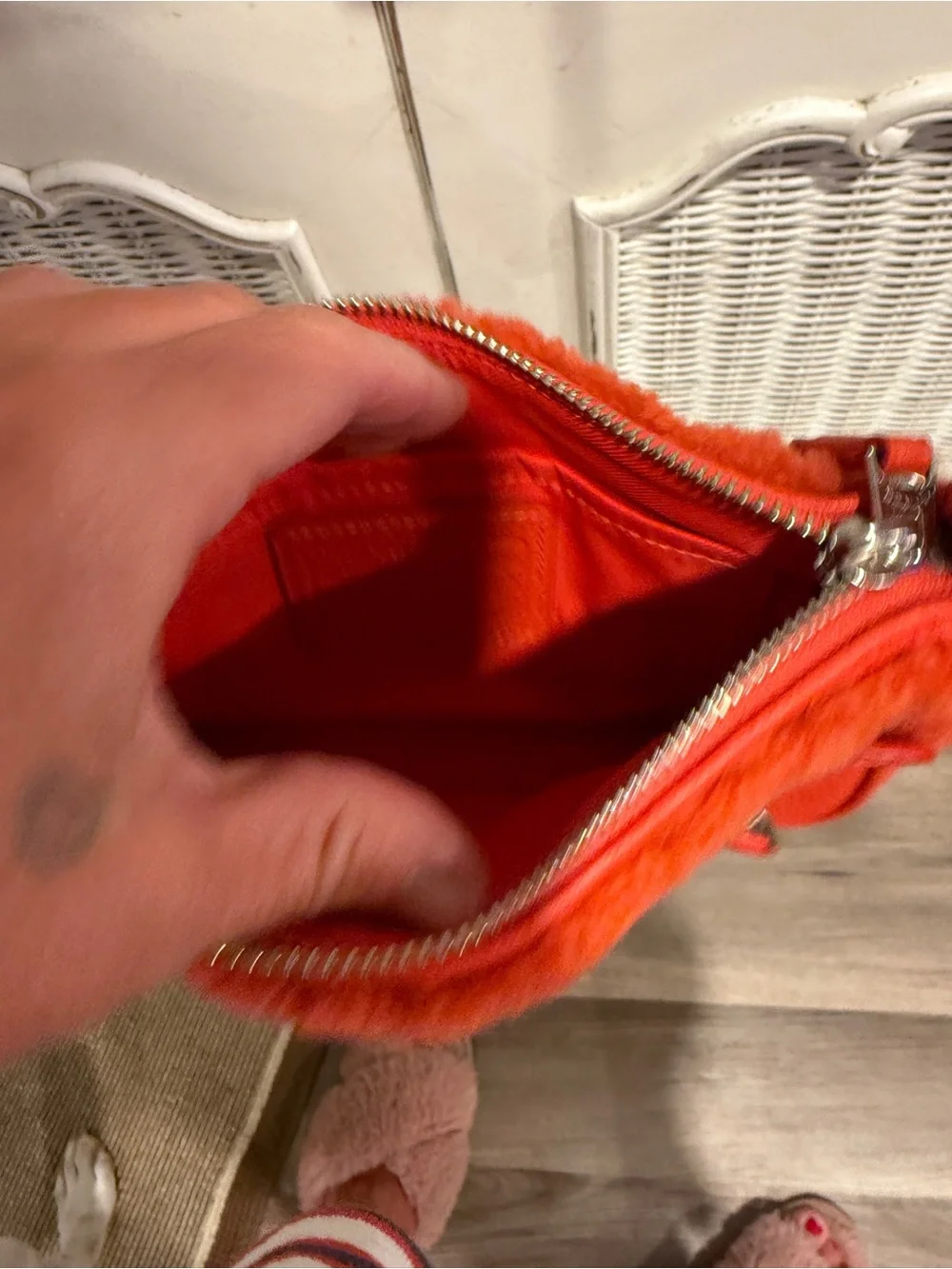 Coach Red Shearling & Leather Crossbody Bag